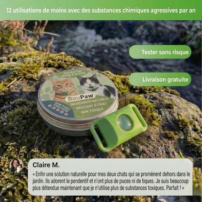 BauPaw™ Pendentif – 12 mois de protection naturelle pour chats