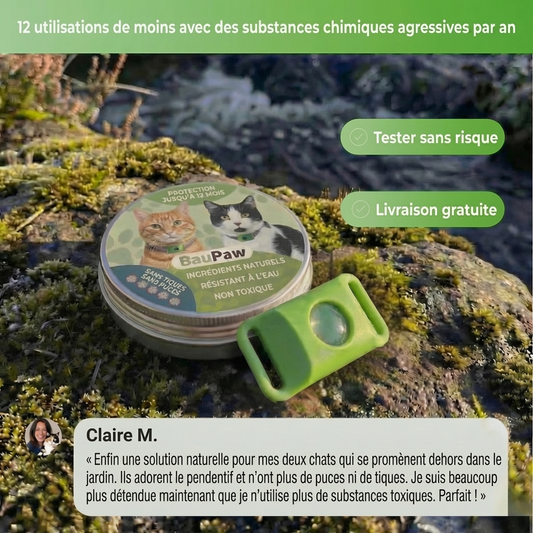 BauPaw™ Pendentif – 12 mois de protection naturelle pour chats